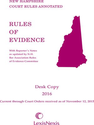 cover image of New Hampshire Rules of Evidence 2016 Desk Copy